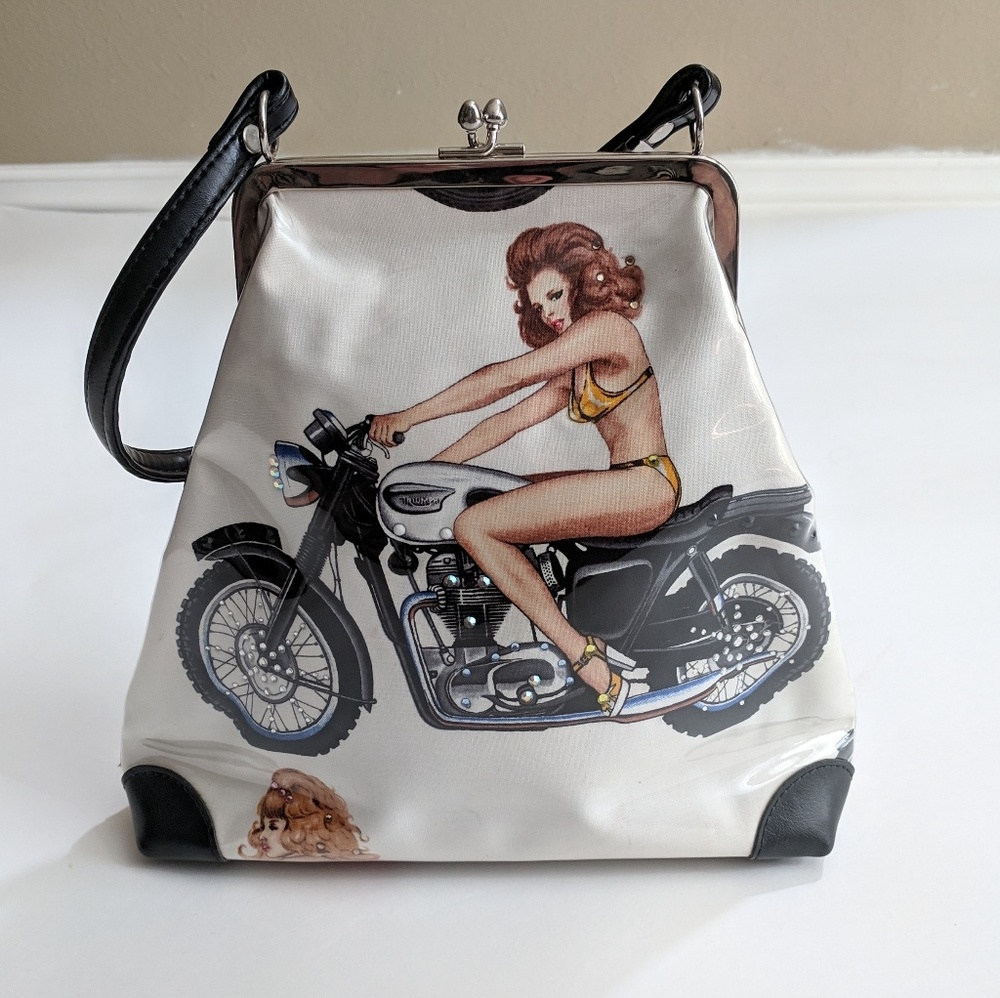 Vinyl Swarovski Crystal Vintage Biker Babe Bag